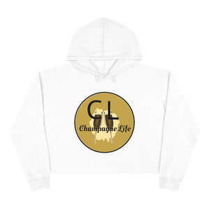 Champagne Life Circle with Gold Background Crop Hoodie