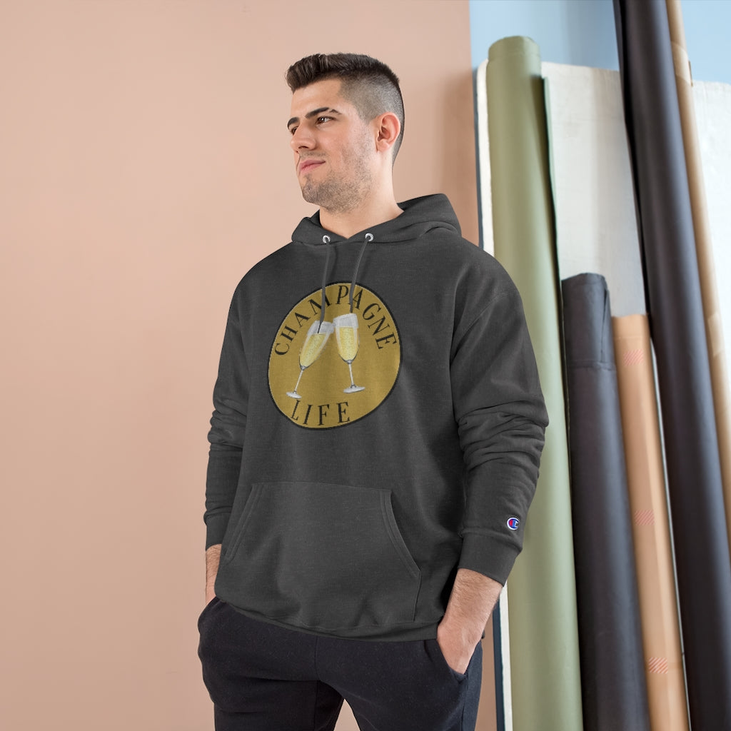 Champagne Life with Gold Background Champion Hoodie