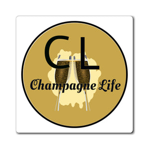 Champagne Life Circle with Gold Background Magnets