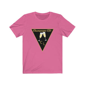 Champagne Life Triangle with Black Background Unisex Jersey Short Sleeve Tee