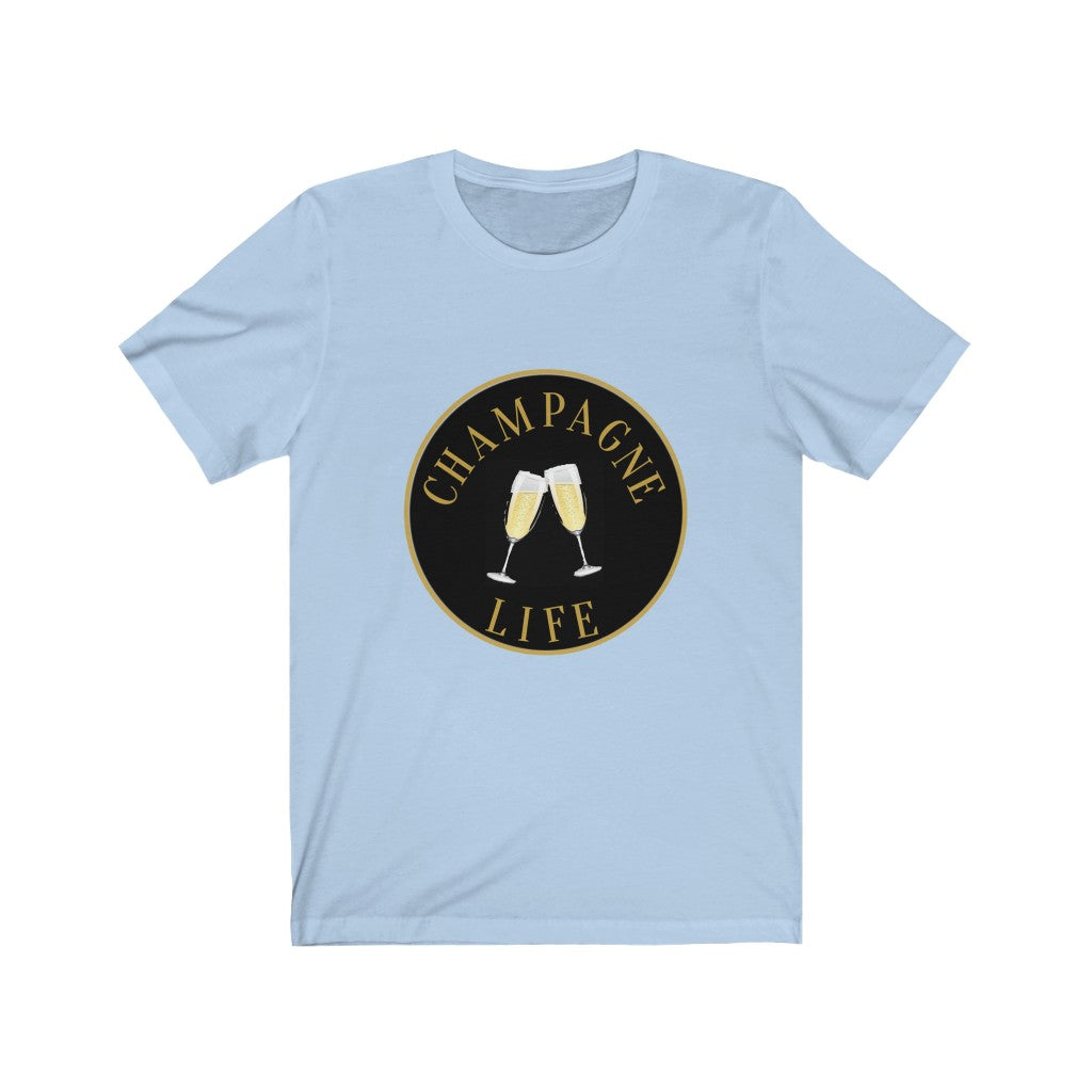 Champagne Life with a Black Background Short Sleeve Tee