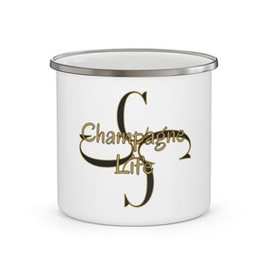 Champagne Life with a 'C' Circle Enamel Campfire Mug