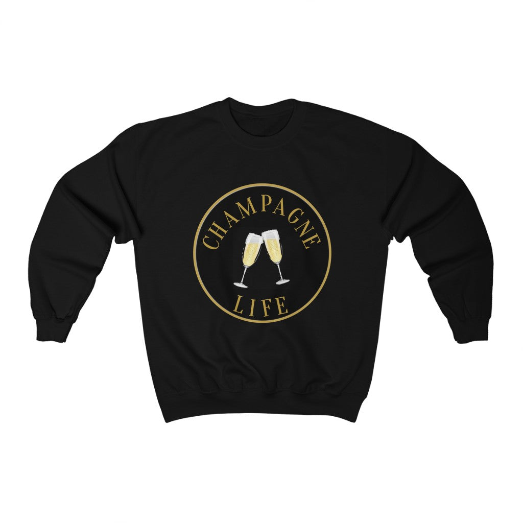 Champagne Life with a Black Background Crewneck Sweatshirt