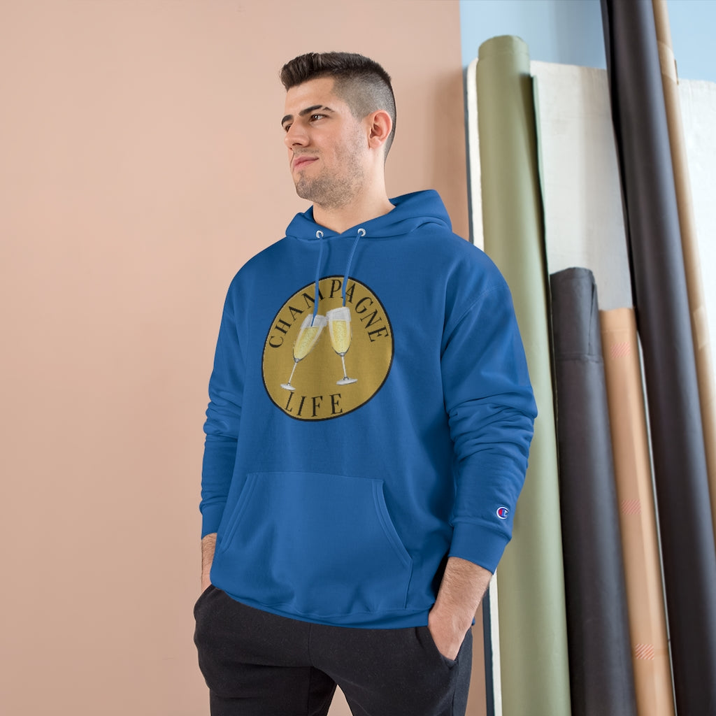 Champagne Life with Gold Background Champion Hoodie