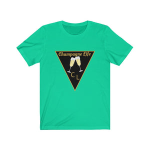 Champagne Life Triangle with Black Background Unisex Jersey Short Sleeve Tee