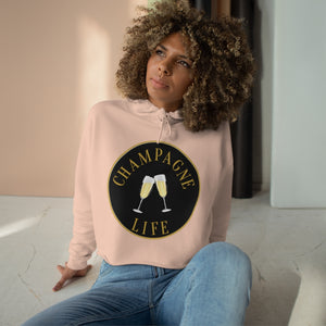 Champagne Life with Black Background Crop Hoodie