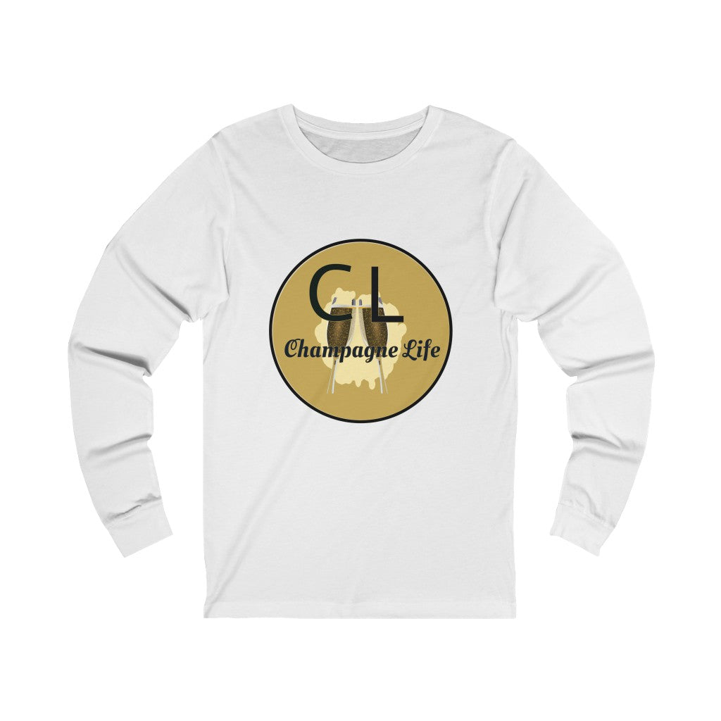 Champagne Life Circle with Gold Background Long Sleeve Tee