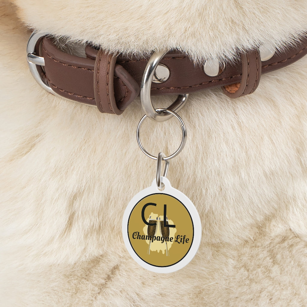 Champagne Life Circle with a Gold Background Pet Tag