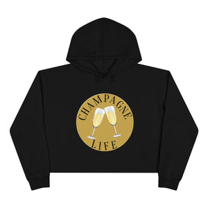 Champagne Life with Gold Background Crop Hoodie