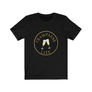 Champagne Life with a Black Background Short Sleeve Tee