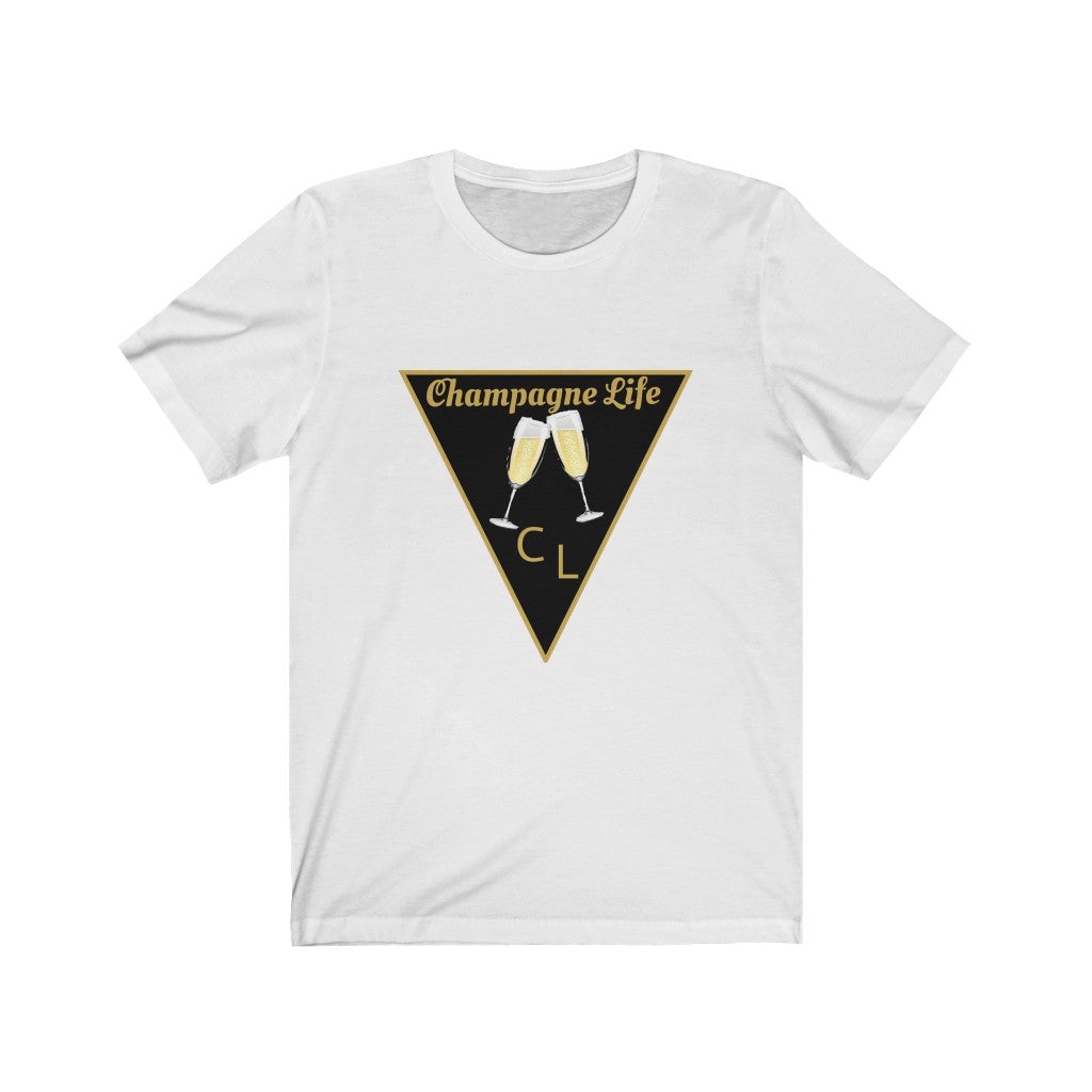 Champagne Life Triangle with Black Background Unisex Jersey Short Sleeve Tee