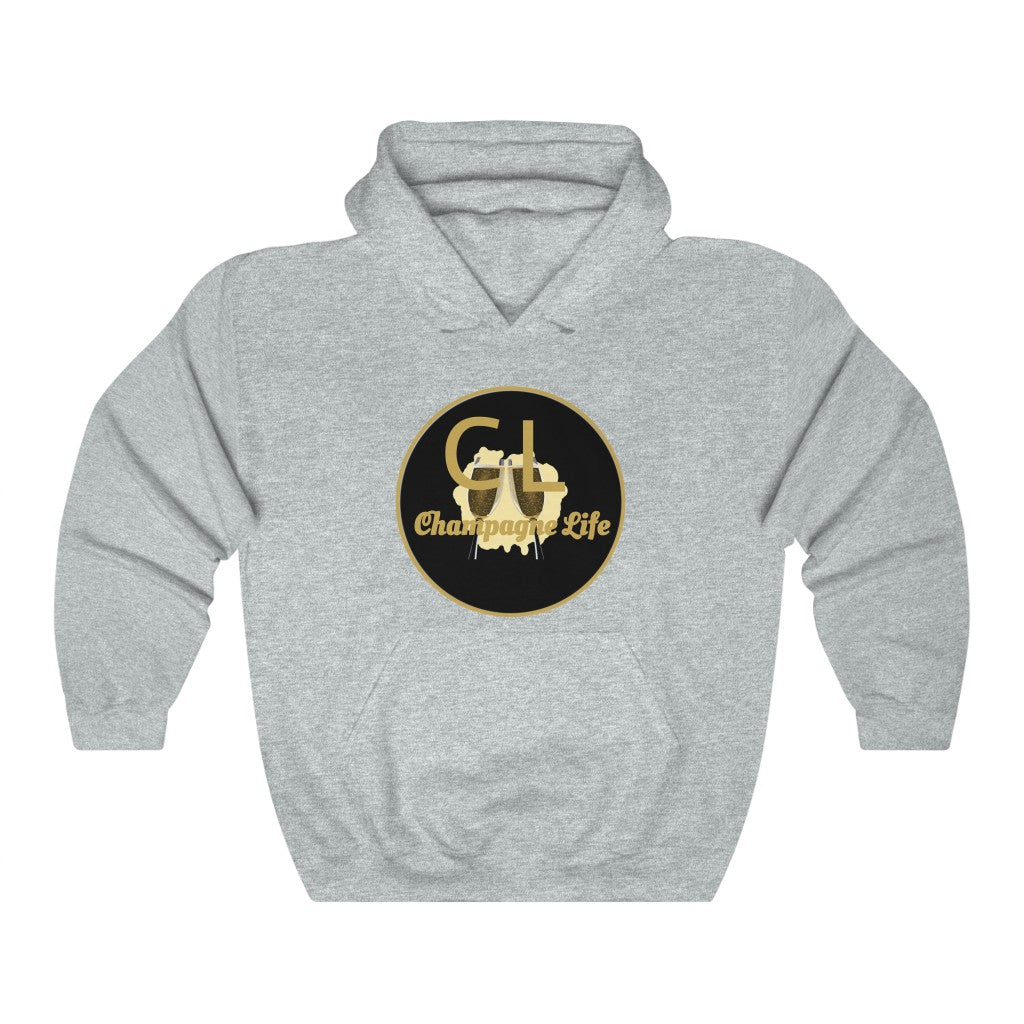 Champagne Life Circle with Black Background Unisex Heavy Blend™ Hooded Sweatshirt