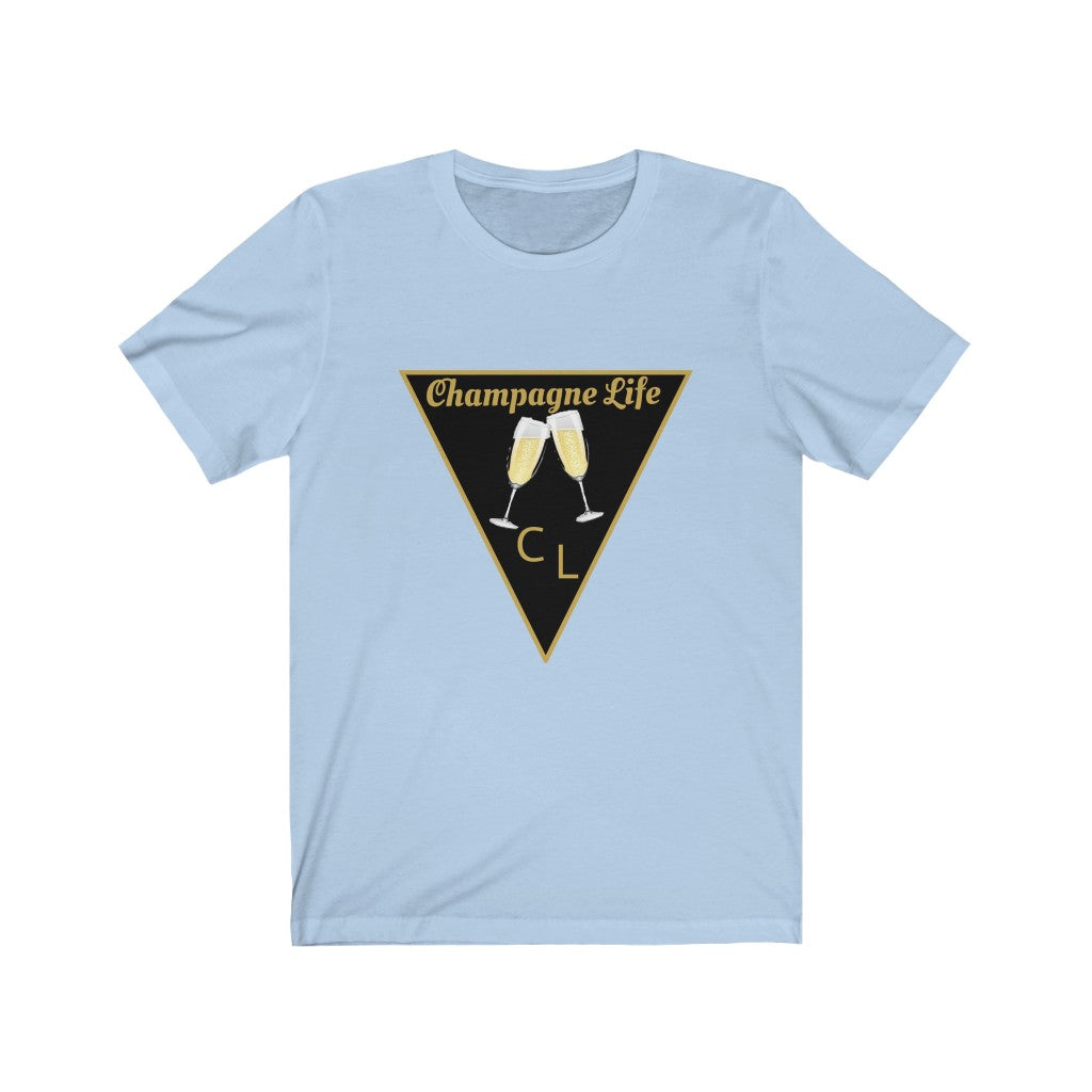 Champagne Life Triangle with Black Background Unisex Jersey Short Sleeve Tee