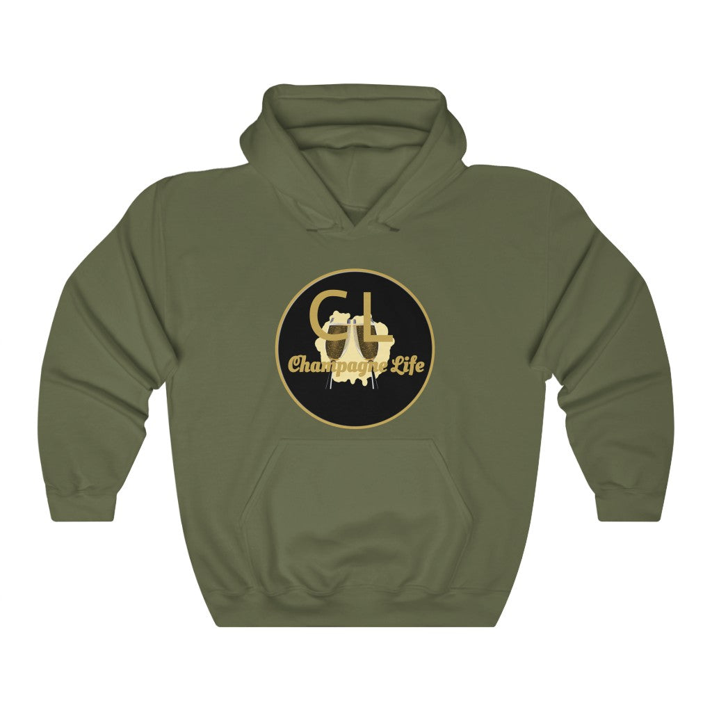 Champagne Life Circle with Black Background Unisex Heavy Blend™ Hooded Sweatshirt
