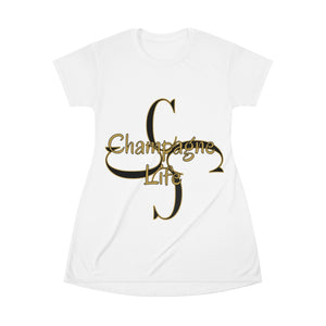 Champagne Life with 'C' Circle All Over Print T-Shirt Dress