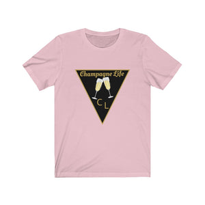 Champagne Life Triangle with Black Background Unisex Jersey Short Sleeve Tee