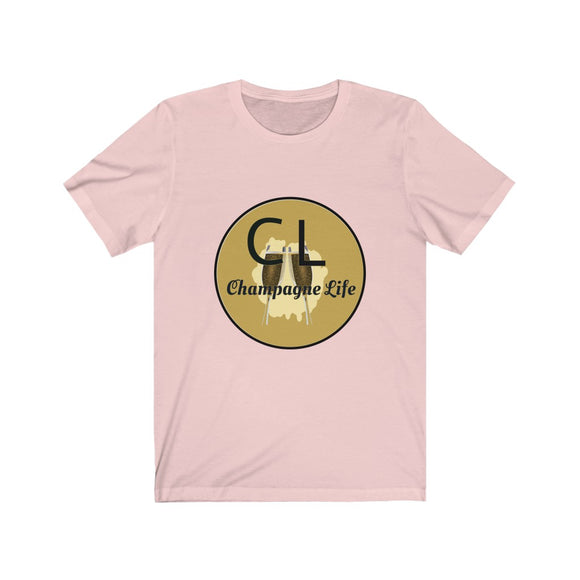 Champagne Life Circle with Gold Background Unisex Jersey Short Sleeve Tee