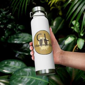 Champagne Life 'CL' with a Gold Background 22oz Vacuum Insulated Bottle