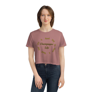 It's a Good Day to Have a Good Day with Champagne Life Women's Flowy Cropped Tee
