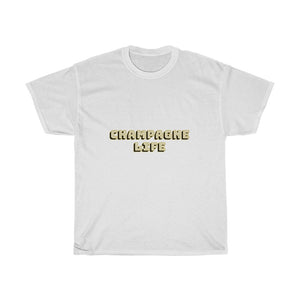 Champagne Life with Gold Block Letters Unisex Heavy Cotton Tee