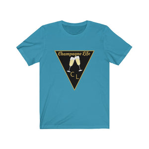 Champagne Life Triangle with Black Background Unisex Jersey Short Sleeve Tee