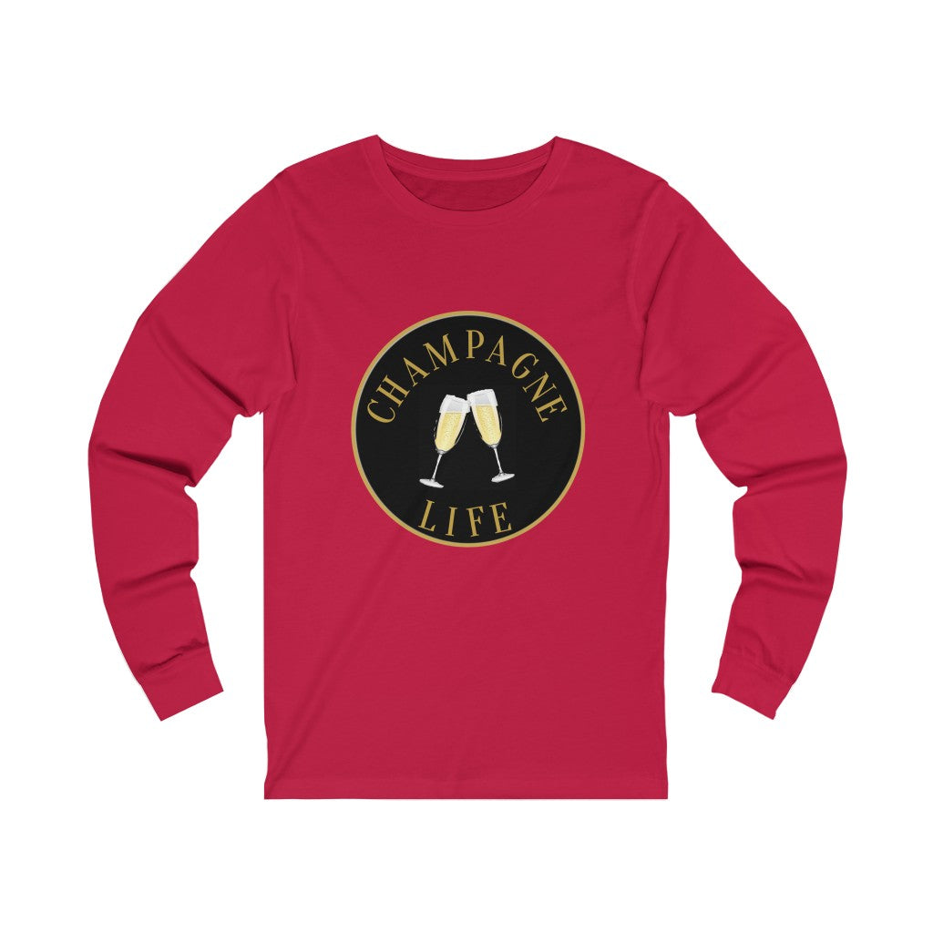 Champagne Life with a Black Background Long Sleeve Tee