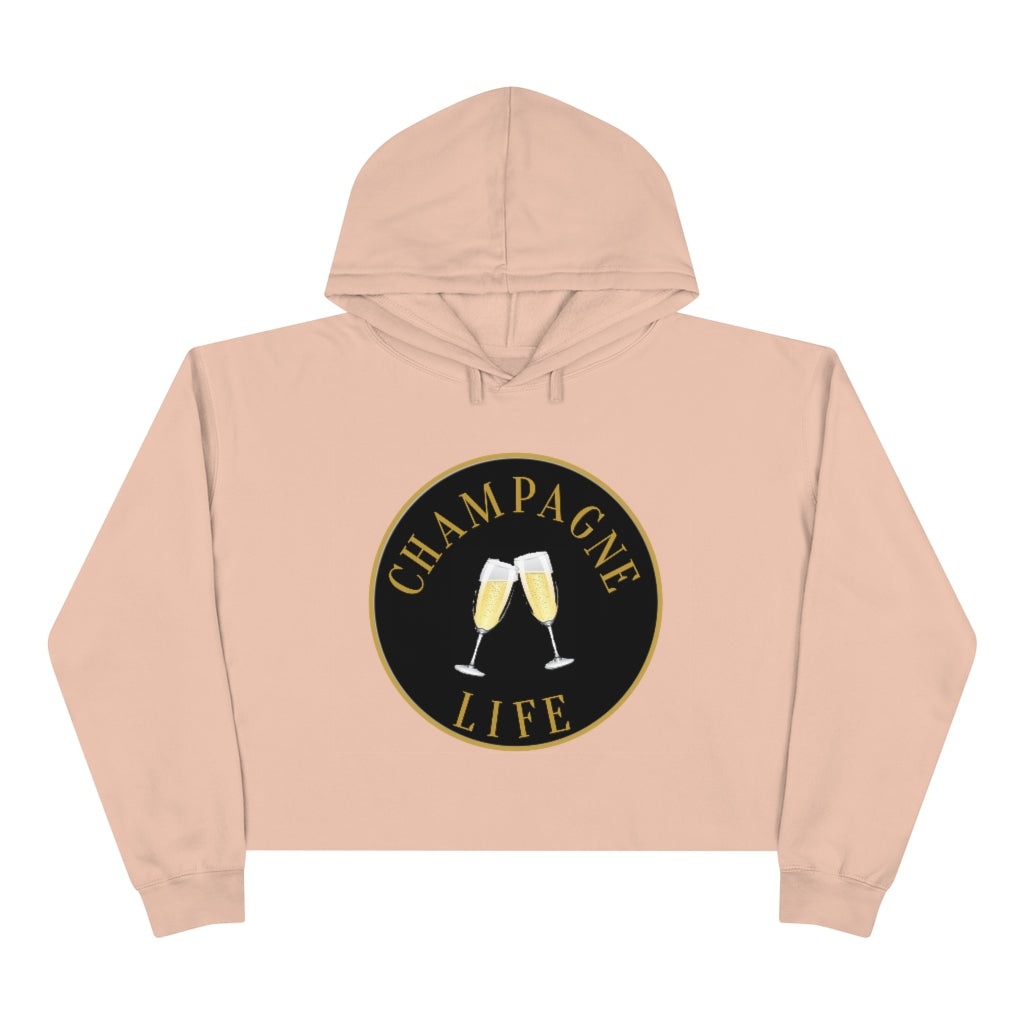 Champagne Life with Black Background Crop Hoodie