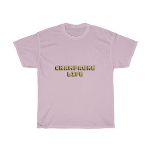 Champagne Life with Gold Block Letters Unisex Heavy Cotton Tee