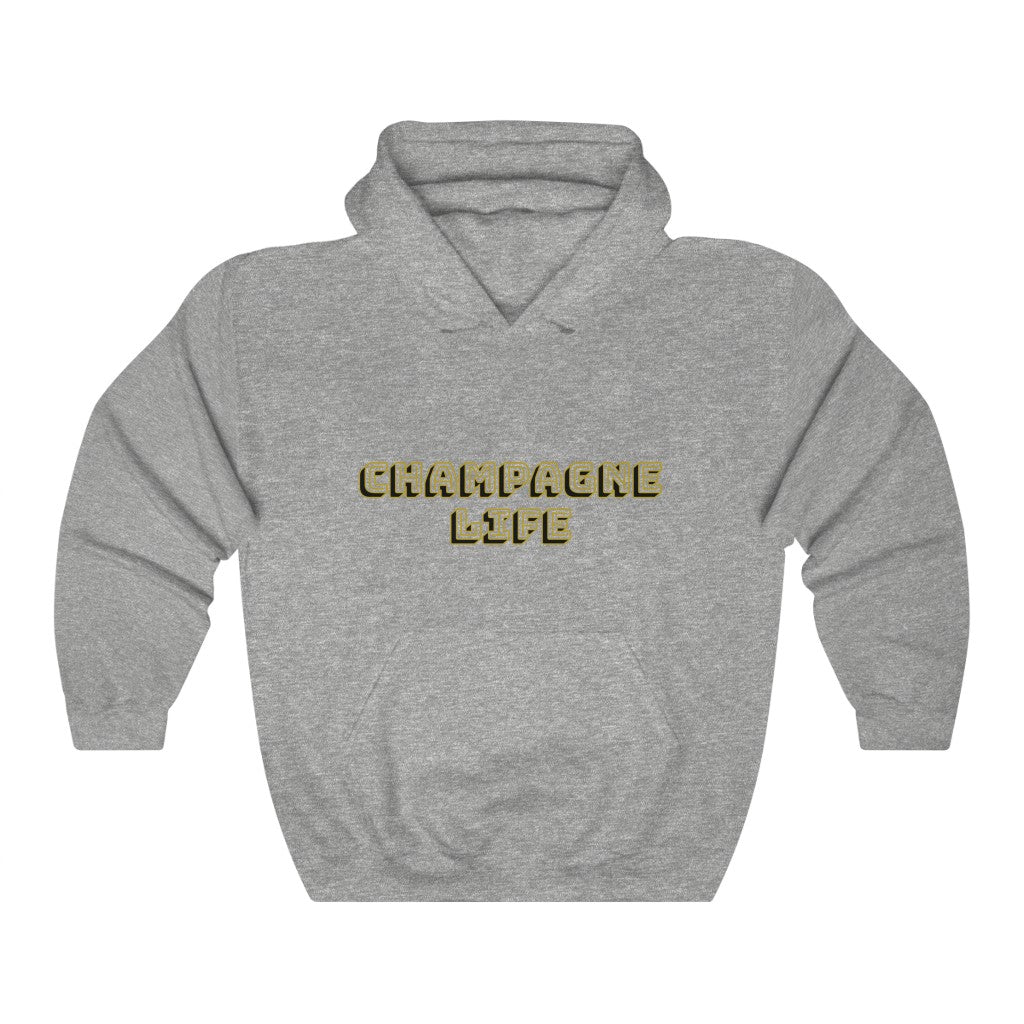 Champagne Life in Gold Block Letters Unisex Heavy Blend™ Hooded Sweatshirt