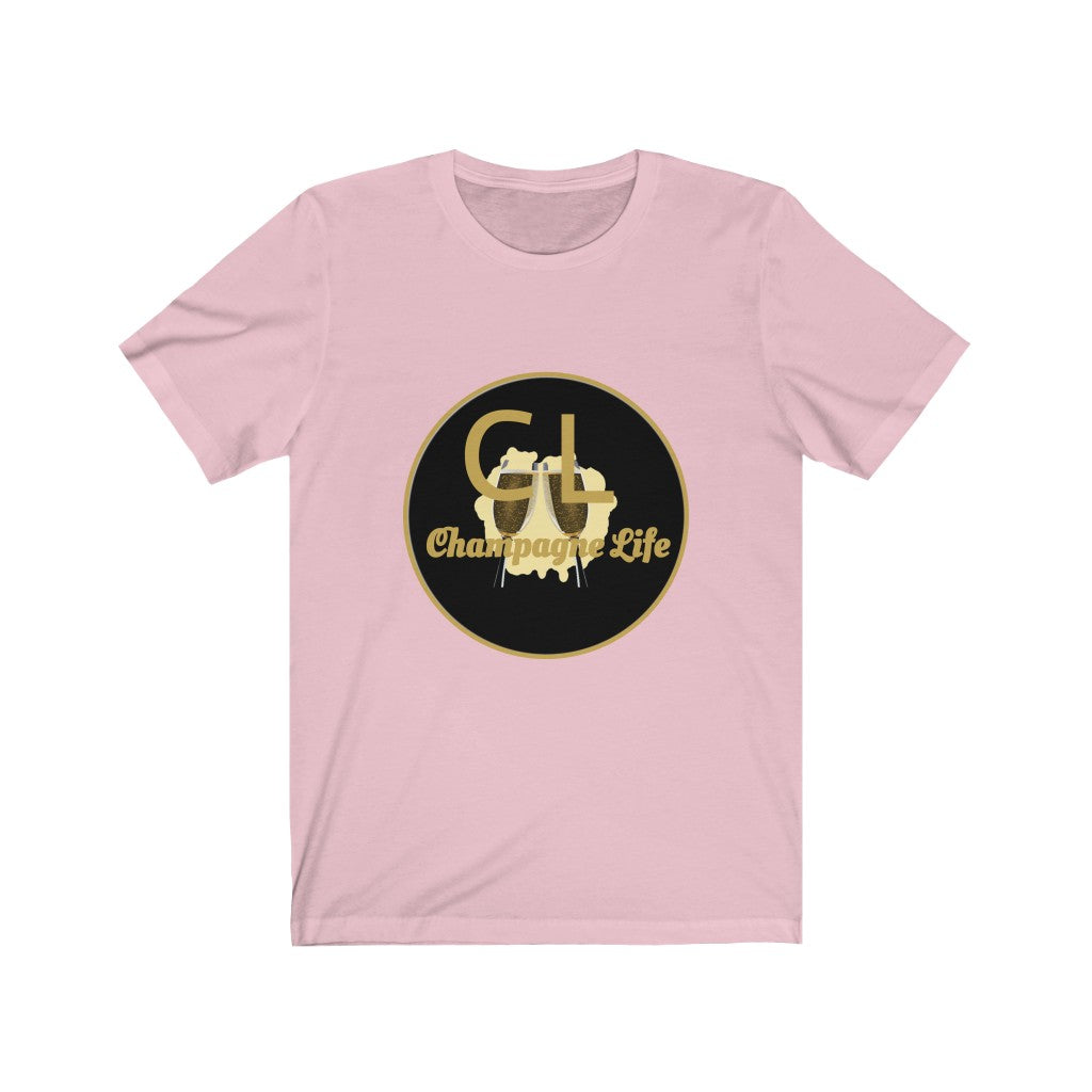 Champagne Life Circle with Black Background Unisex Jersey Short Sleeve Tee