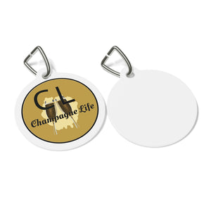 Champagne Life Circle with a Gold Background Pet Tag